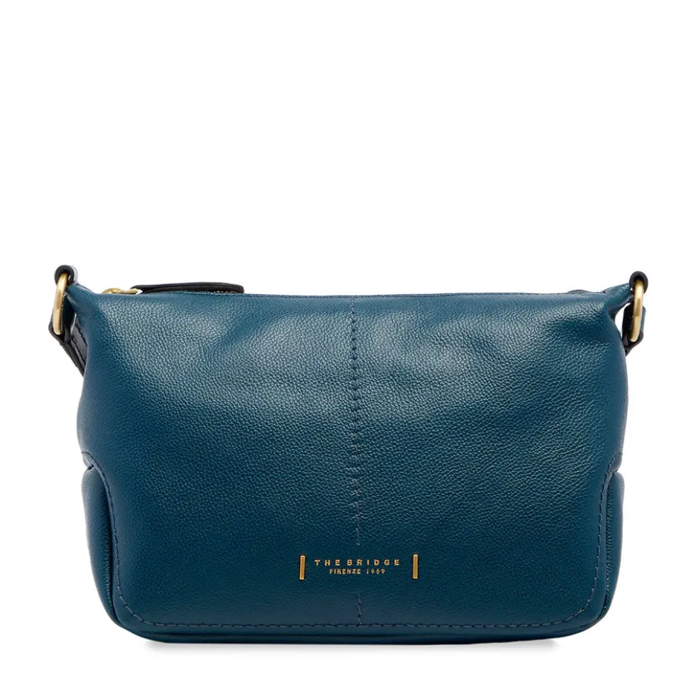 Borsa Donna a Tracolla THE BRIDGE linea Letizia in Pelle Blu Pavone