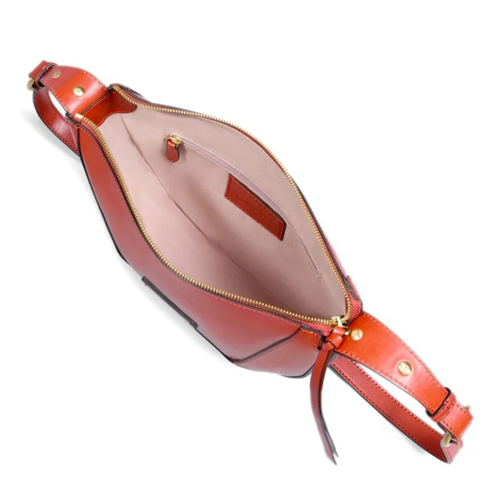 Borsa Donna a Tracolla THE BRIDGE linea Fedora in Pelle Arancio Bruciato