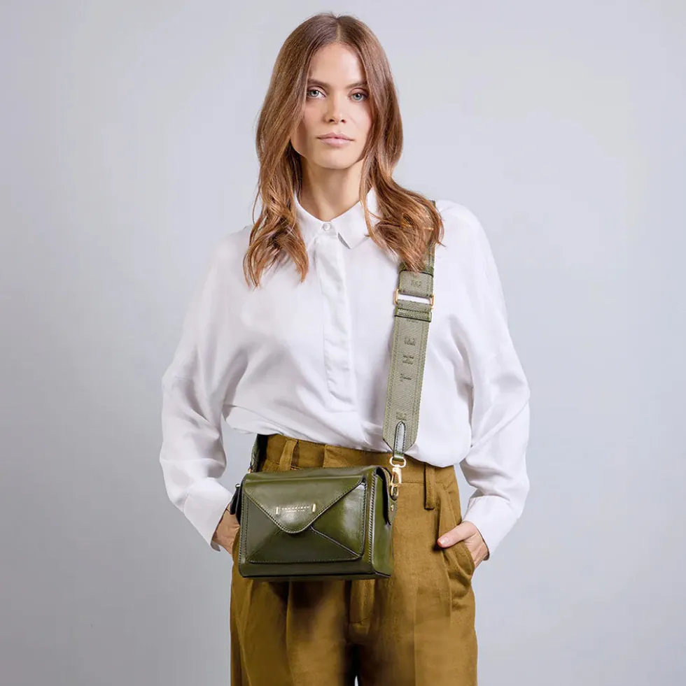 Borsa Donna a Tracolla THE BRIDGE linea Frida in Pelle Verde Maggiorana