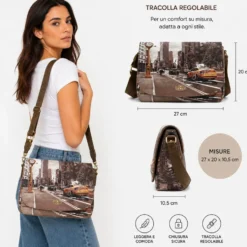 Borsa Donna a Tracolla Y NOT YES-631 Stampa Amsterdam Bridge