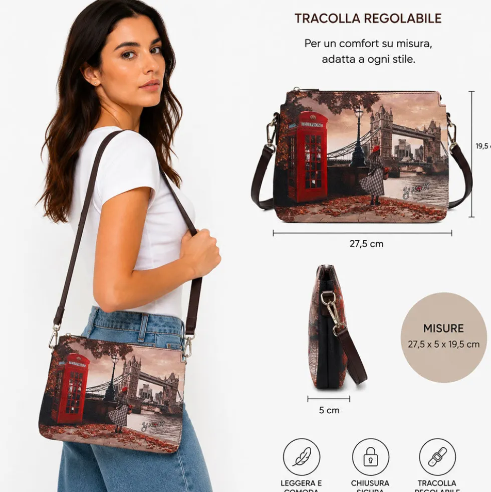 Borsa Donna a Tracolla Y NOT YES-630 Stampa London Bridge
