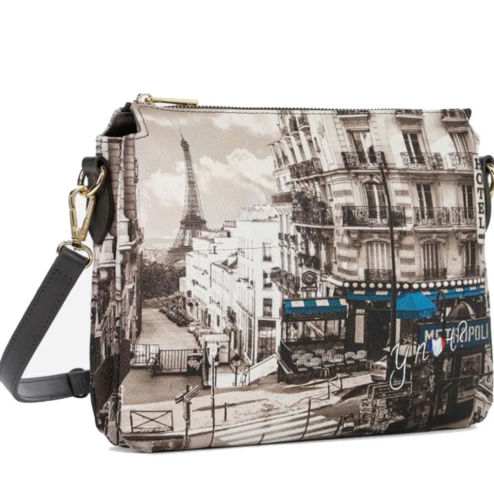 Borsa Donna a Tracolla Y NOT YES-630 Stampa Petrol Paris
