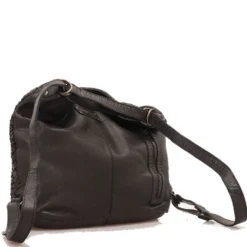 Borsa Donna con Portabilità a Zaino GIANNI CONTI in Pelle Intrecciata Nera