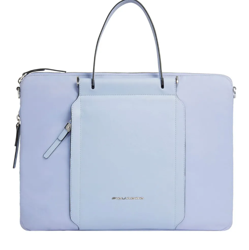 Borsa Donna da Lavoro PIQUADRO linea Circle in Pelle e Tessuto Riciclato Indaco - CA4021W92T