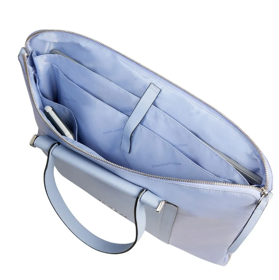 Borsa Donna da Lavoro PIQUADRO linea Circle in Pelle e Tessuto Riciclato Indaco - CA4021W92T