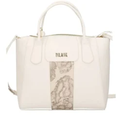Borsa Donna Grande a Mano 1A Classe Alviero Martini linea Bloom City Avorio e Geo Rafia LD25