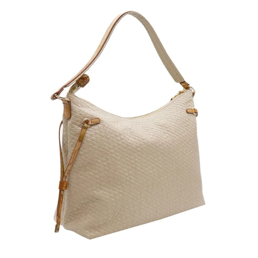 Borsa Donna Hobo 1A Classe Alviero Martini linea Golden Dune effetto Intrecciato Sabbia LE41