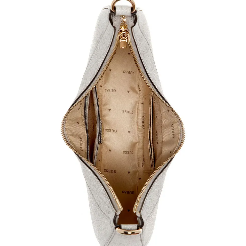Borsa Donna Hobo a Spalla GUESS Linea Lindsey Colore Bone Logo