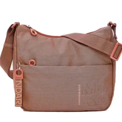 Borsa Donna Hobo a Tracolla MANDARINA DUCK in Tessuto Pecan Nut Linea MD20 Misura Media