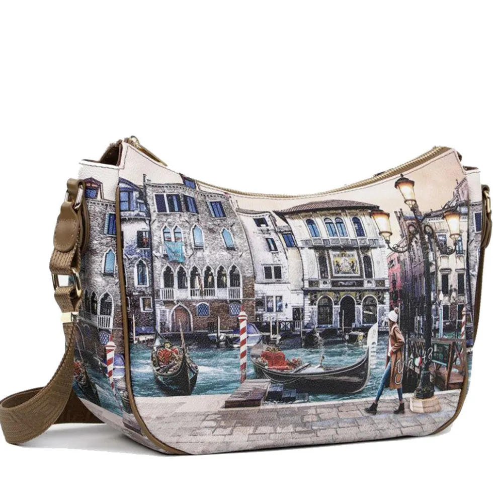 Borsa Donna Hobo Bag a Tracolla Y NOT YES-628 Stampa Blue Lagoon