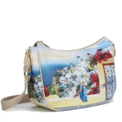 Borsa Donna Hobo Bag a Tracolla Y NOT YES-628 Stampa Greek Summer