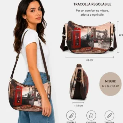 Borsa Donna Hobo Bag a Tracolla Y NOT YES-628 Stampa Emily in Paris