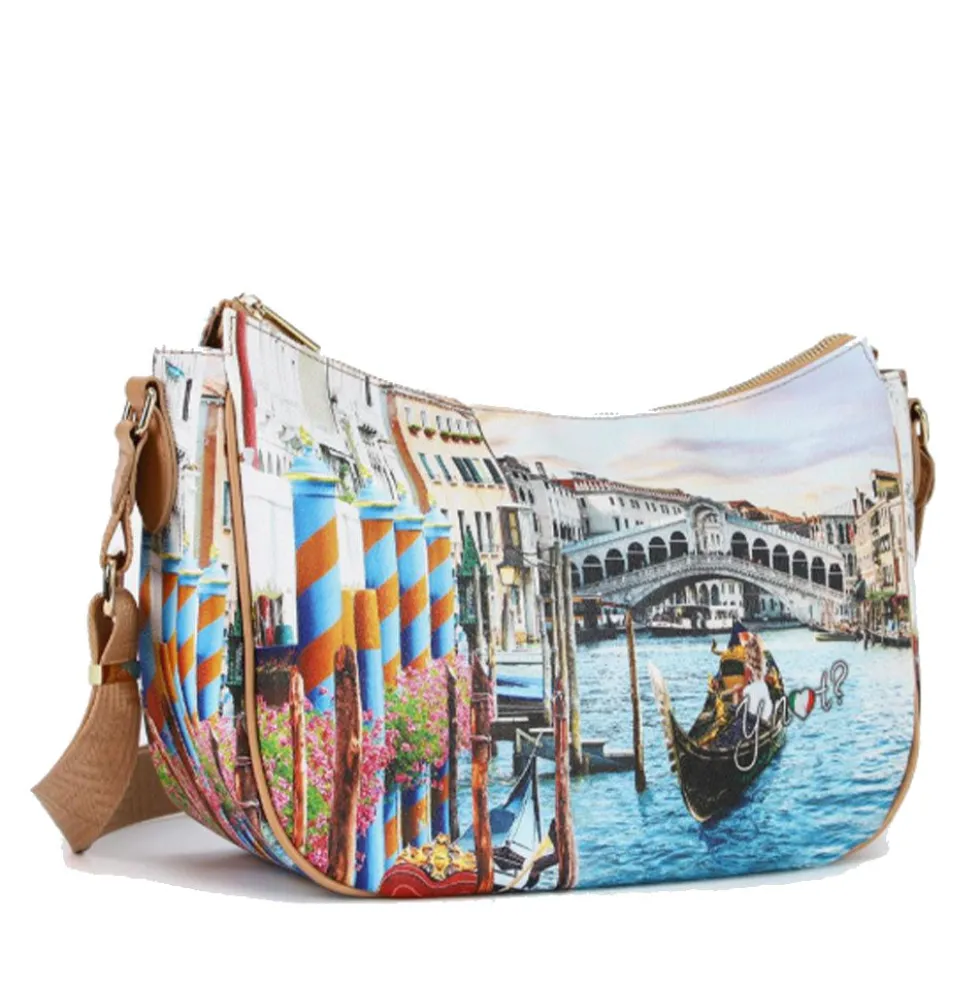 Borsa Donna Hobo Bag a Tracolla Y NOT YES-628 Stampa Dream in Venice