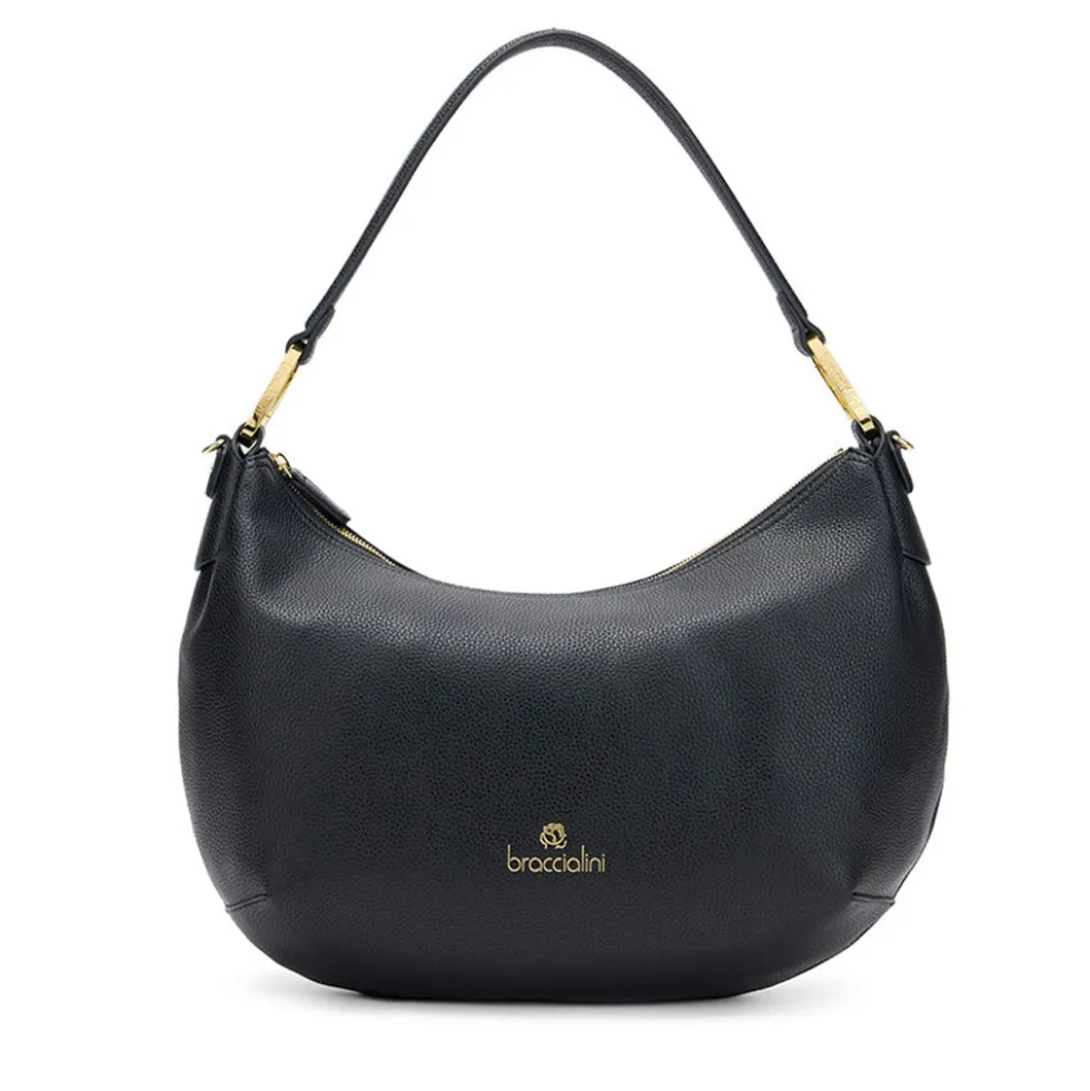 Borsa Donna Mezzaluna a Spalla Large BRACCIALINI linea Beth Nera