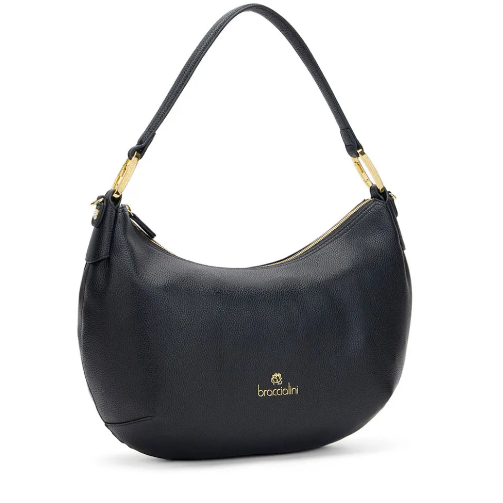 Borsa Donna Mezzaluna a Spalla Large BRACCIALINI linea Beth Nera