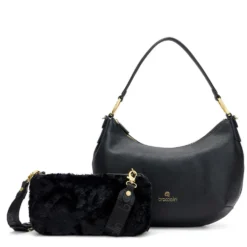 Borsa Donna Mezzaluna a Spalla Large BRACCIALINI linea Beth Nera