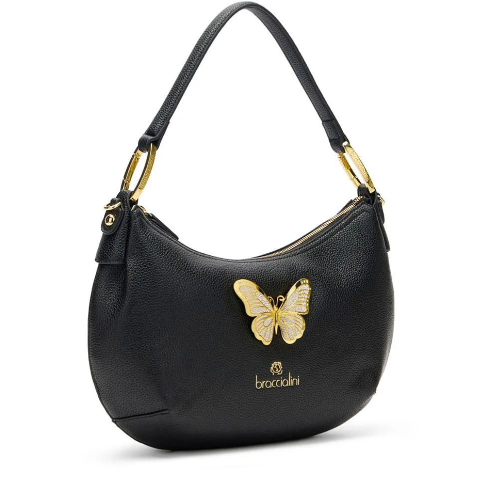 Borsa Donna Mezzaluna a Spalla Media BRACCIALINI linea Beth Jewels Nera