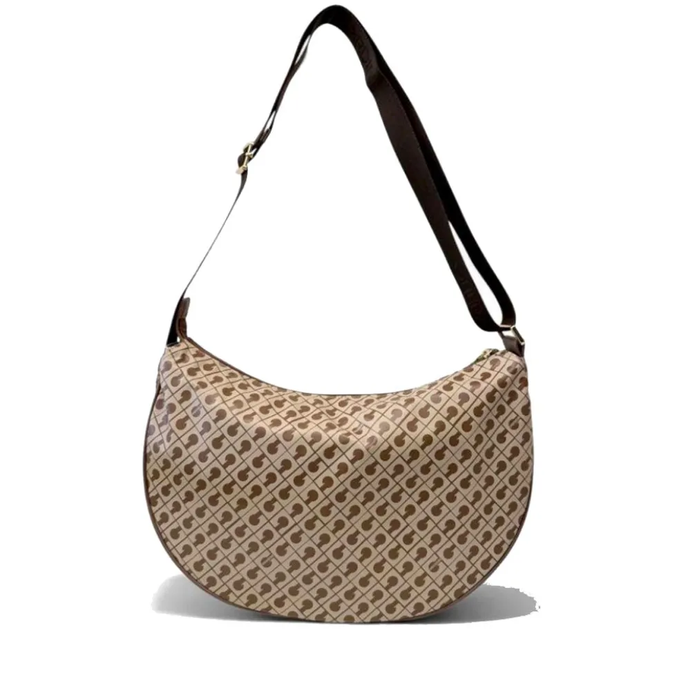 Borsa Donna Mezzaluna GHERARDINI in Tessuto Softy colore Tabacco - Burro