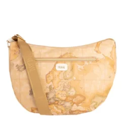 Borsa Donna Mezzaluna Grande 1A Classe Alviero Martini linea Soft Petals in Tessuto Soft Geo Classic e Avorio LE54