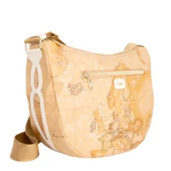 Borsa Donna Mezzaluna Grande 1A Classe Alviero Martini linea Soft Petals in Tessuto Soft Geo Classic e Avorio LE54
