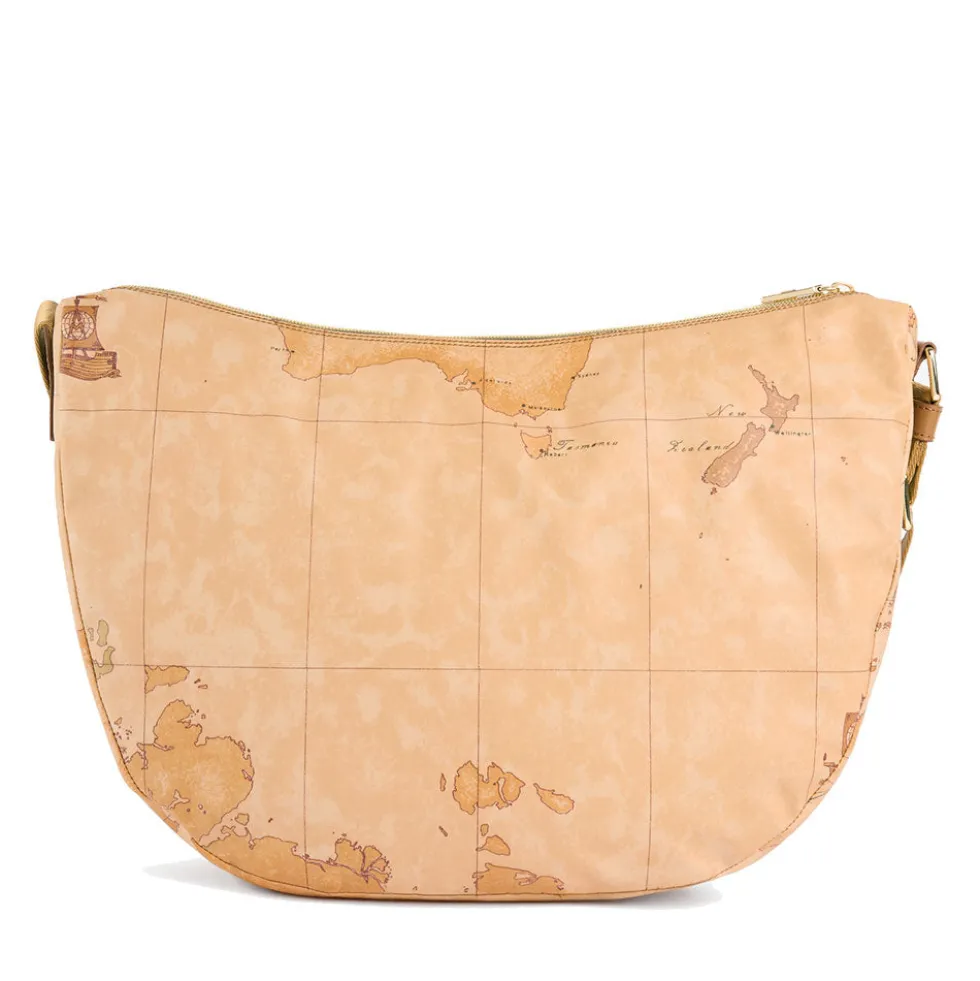 Borsa Donna Mezzaluna Grande 1A Classe Alviero Martini linea Soft Petals in Tessuto Soft Geo Classic e Cuoio LE54