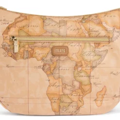 Borsa Donna Mezzaluna Grande 1A Classe Alviero Martini linea Soft Petals in Tessuto Soft Geo Classic e Cuoio LE54