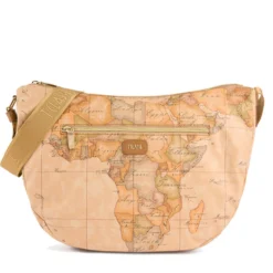 Borsa Donna Mezzaluna Grande 1A Classe Alviero Martini linea Soft Petals in Tessuto Soft Geo Classic e Cuoio LE54