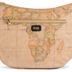 Borsa Donna Mezzaluna Grande 1A Classe Alviero Martini linea Soft Petals in Tessuto Soft Geo Classic e Nero LE54