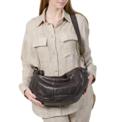 Borsa Donna Mezzaluna Large a Tracolla GIANNI CONTI linea Graciela in Pelle Nera