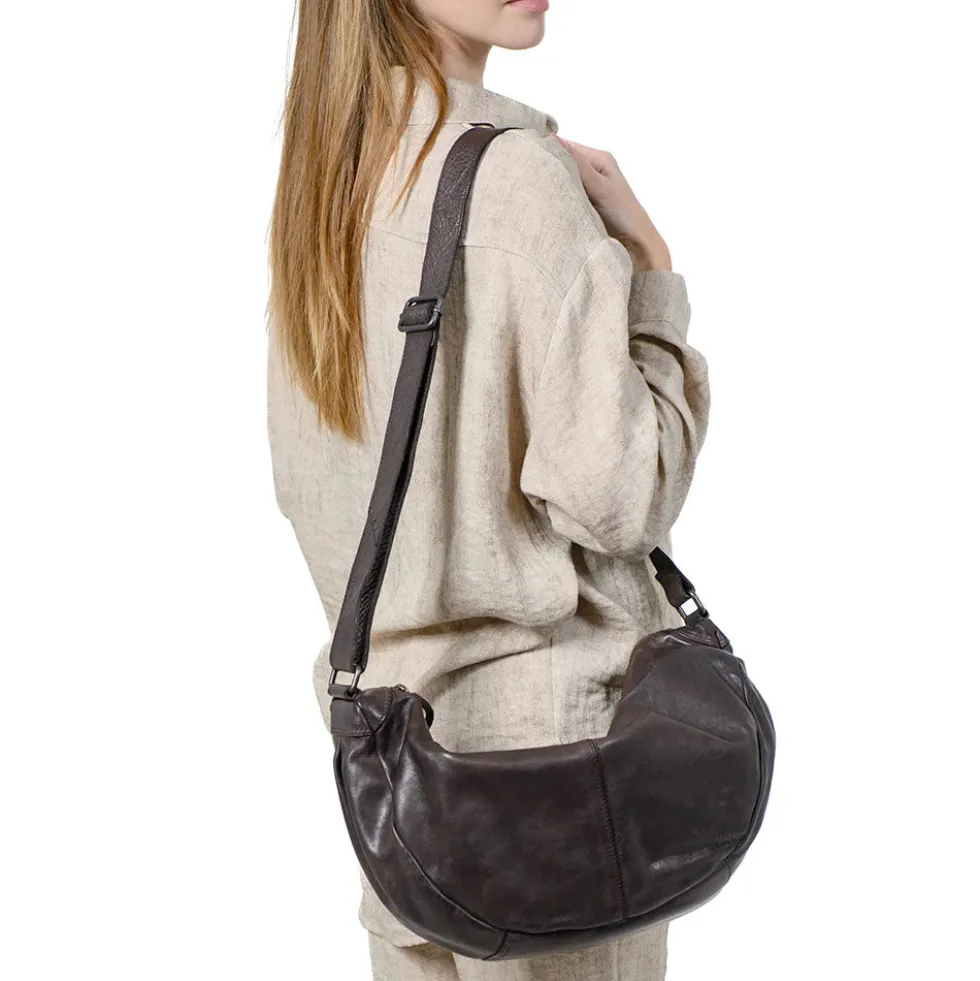 Borsa Donna Mezzaluna Large a Tracolla GIANNI CONTI linea Graciela in Pelle Nera