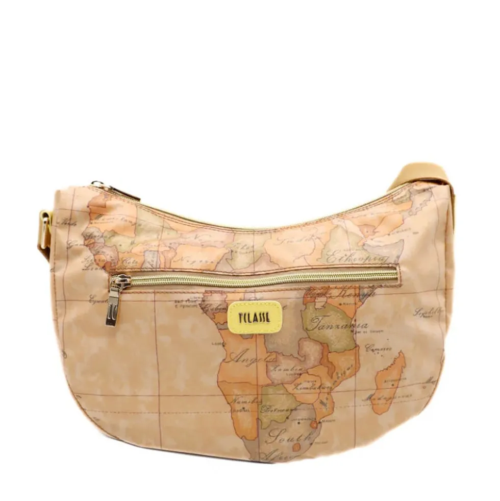 Borsa Donna Mezzaluna Media 1A Classe Alviero Martini linea Soft Petals in Tessuto Soft Geo Classic e Giallo Pastello LE55