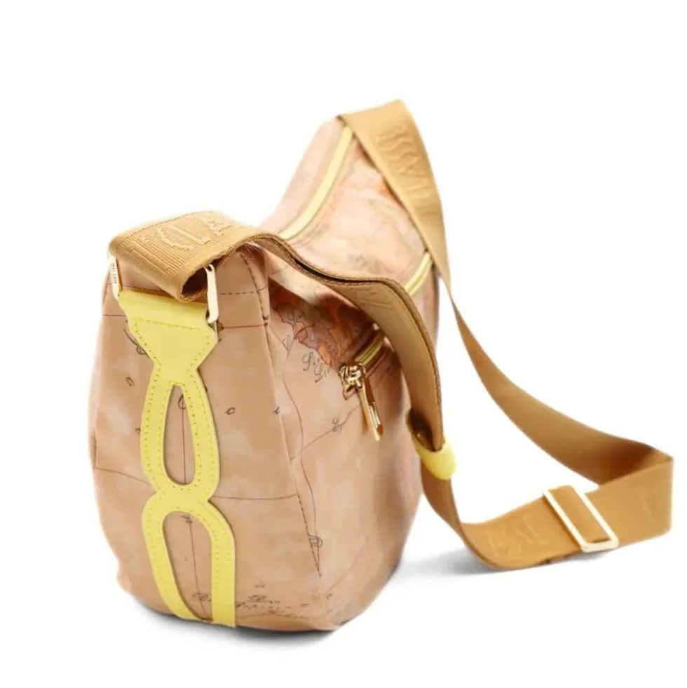 Borsa Donna Mezzaluna Media 1A Classe Alviero Martini linea Soft Petals in Tessuto Soft Geo Classic e Giallo Pastello LE55