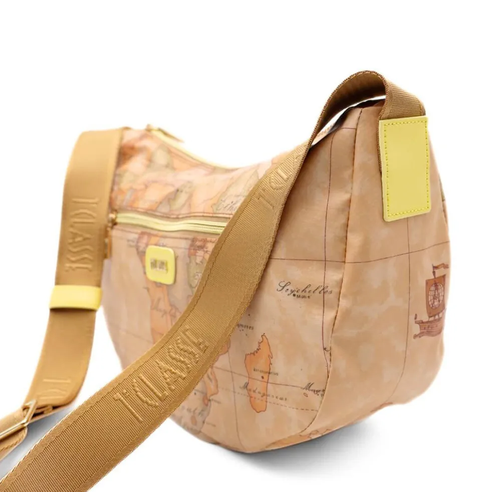 Borsa Donna Mezzaluna Media 1A Classe Alviero Martini linea Soft Petals in Tessuto Soft Geo Classic e Giallo Pastello LE55