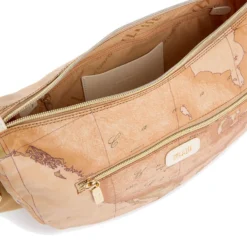 Borsa Donna Mezzaluna Media 1A Classe Alviero Martini linea Soft Petals in Tessuto Soft Geo Classic e Avorio LE55