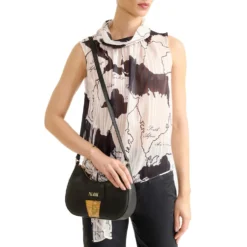 Borsa Donna Mezzaluna Piccola a Tracolla 1A Classe Alviero Martini linea Bloom City Nero LE50