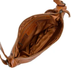 Borsa Donna Mezzaluna Small a Tracolla GIANNI CONTI linea Fiorella in Pelle color Cognac