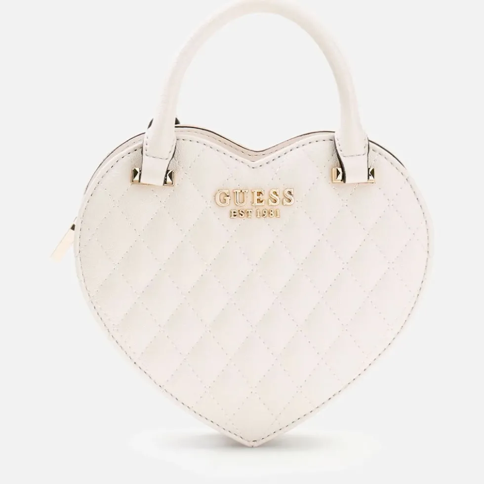 Borsa Donna Mini a Mano GUESS a Forma di Cuore Linea Atabey Colore Off White