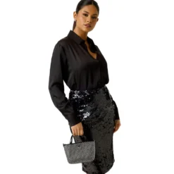 Borsa Donna Mini a Mano GUESS Linea Tasmin Colore Nero