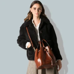 Borsa Donna Secchiello a Mano THE BRIDGE linea Vittoria in Pelle Marrone