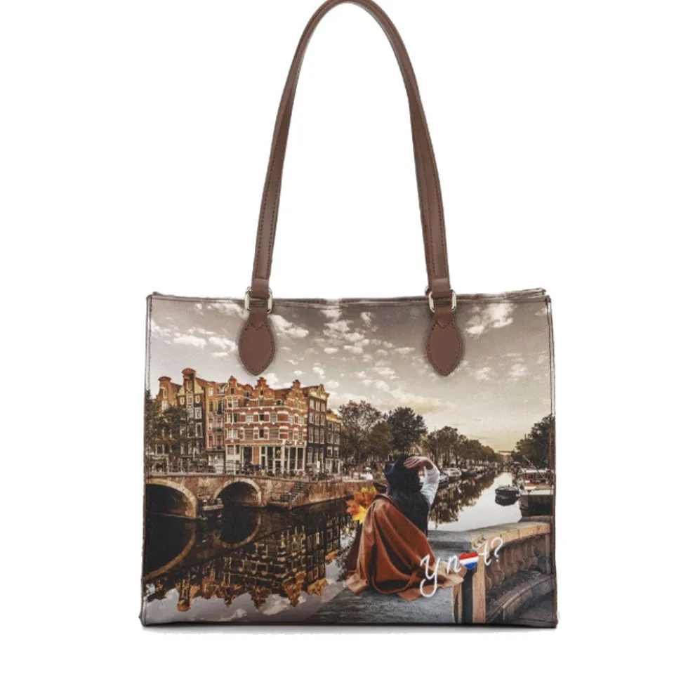 Borsa Donna Shopper a Spalla Y NOT YES-602 stampa Autumn in Holland