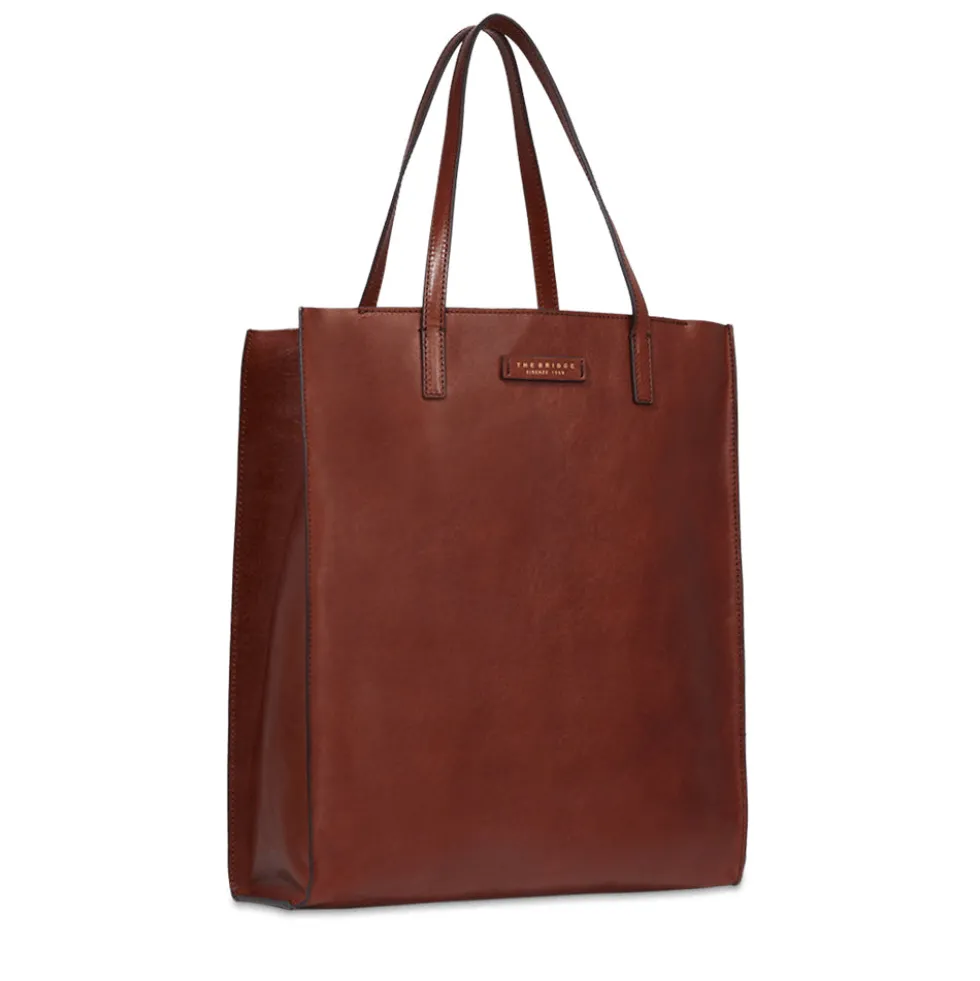 Borsa Donna Shopper Verticale THE BRIDGE linea Mirra in Pelle Marrone