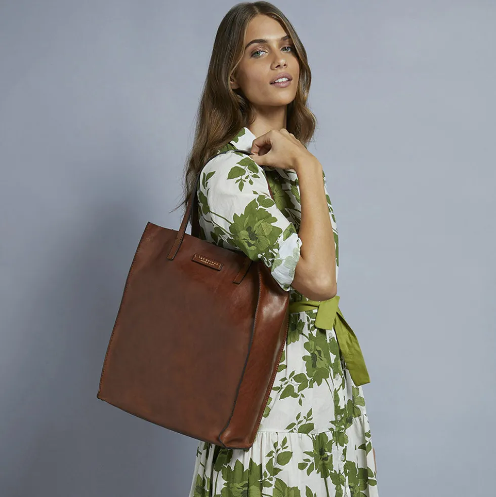 Borsa Donna Shopper Verticale THE BRIDGE linea Mirra in Pelle Marrone