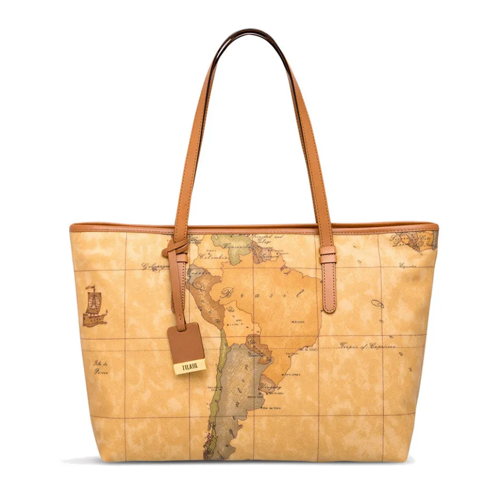 Borsa Donna Shopping Grande con Zip 1A Classe Alviero Martini stampa Geo Classic D007