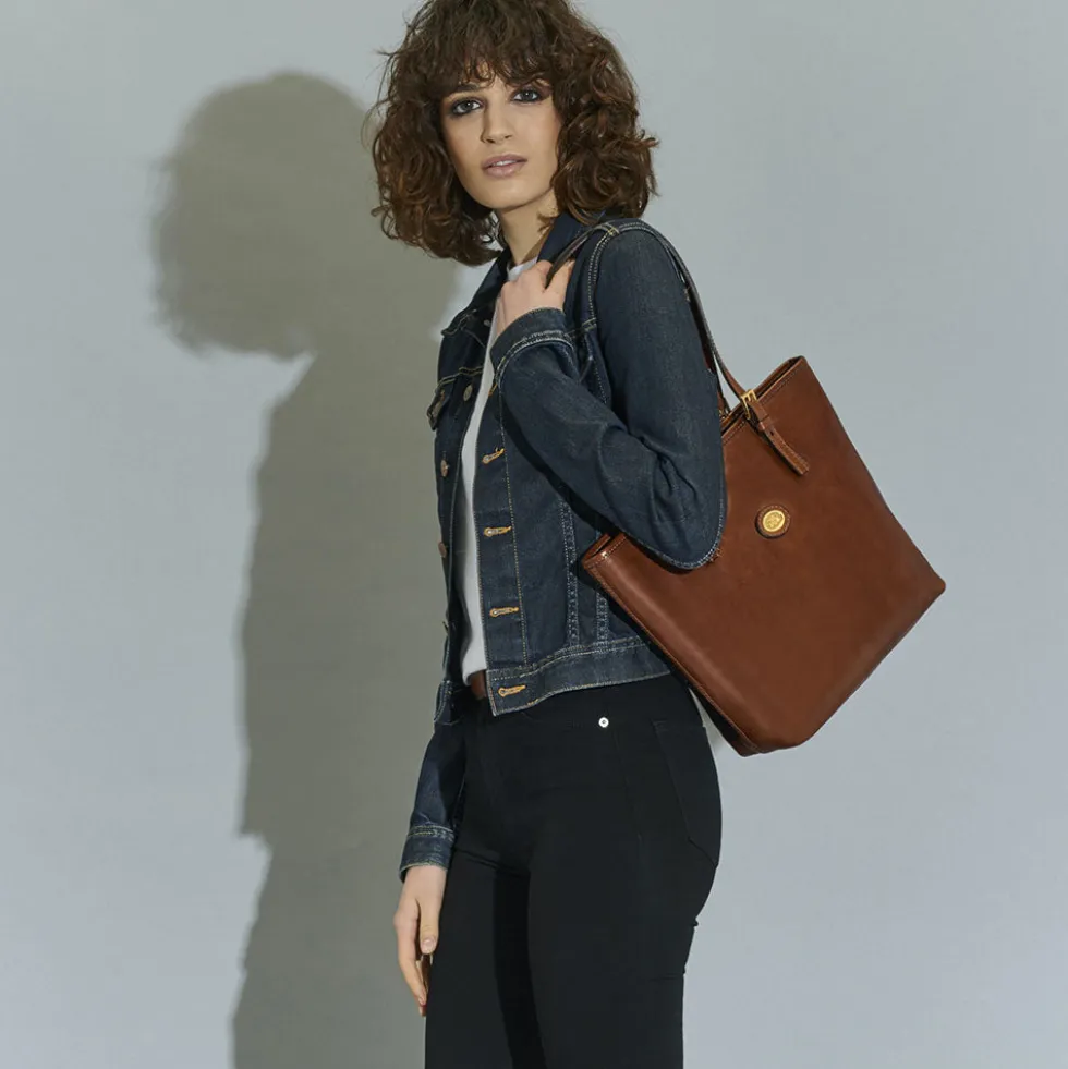 Borsa Donna Shopping Verticale THE BRIDGE in Pelle Marrone linea Story