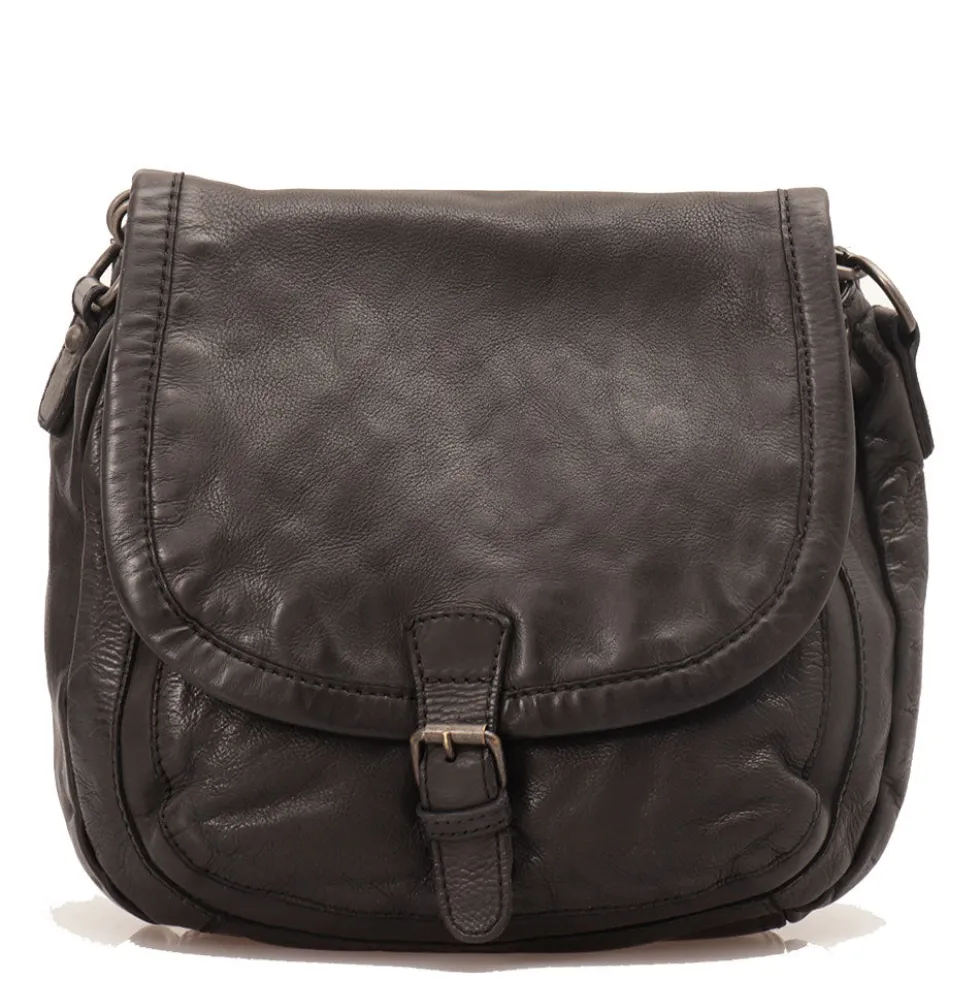 Borsa Donna Stondata a Spalla e Tracolla GIANNI CONTI in Pelle Liscia Nera