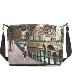 Borsa Donna Y NOT Hobo Easy Large a Tracolla YES-607 Amsterdam Bridge