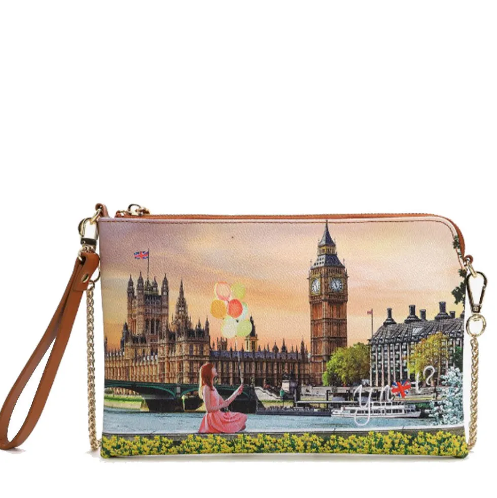 Borsa Donna Y NOT Pochette con Tracolla YES-303 Yellow Flowers