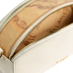 Borsa Doppia Zip a Tracolla 1A Classe Alviero Martini linea Aura Bag stampa Saffiano Avorio LF04