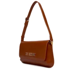 Borsa Piatta a Spalla LOVE MOSCHINO linea Lettering Logo color Cuoio