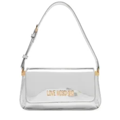 Borsa Piatta a Spalla LOVE MOSCHINO linea Lettering Logo Mirror Argento